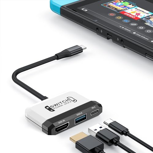 Switch Dock für Nintendo Switch/OLED Switch, 3 in 1 Switch TV Adapter mit 4K HDMI, USB 3.0 Port, Type C 100W PD Aufladung, Portable Travel Mini Docking Station für Switch,Steam Deck,Laptop,Phone von GKEAPZA