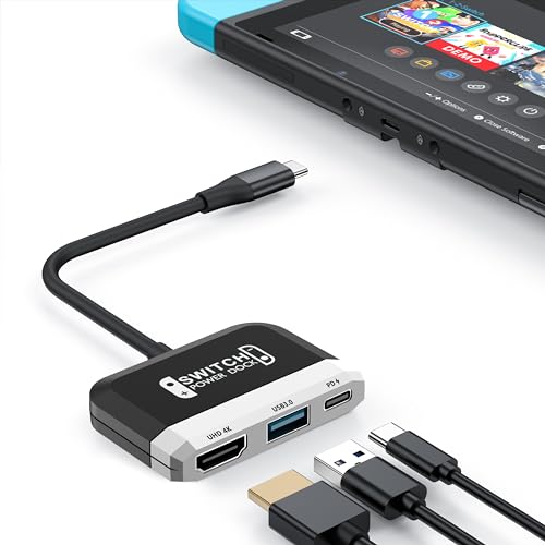 Switch Dock für Nintendo Switch/OLED Switch, 3 in 1 Switch TV Adapter mit 4K HDMI, USB 3.0 Port, Type C 100W PD Aufladung, Portable Travel Mini Docking Station für Switch,Steam Deck,Laptop,Phone von GKEAPZA