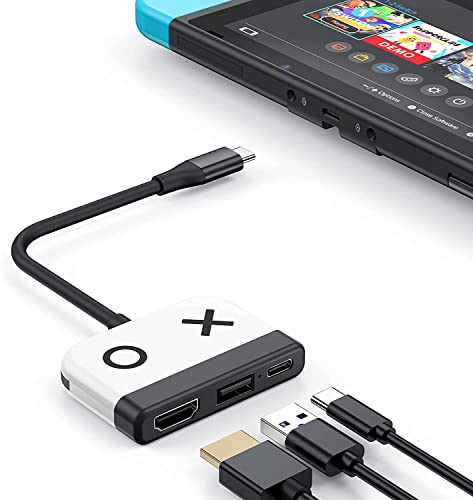 Switch Dock für Nintendo Switch OLED, 3 in 1 Switch TV Adapter mit 4K HDMI, USB 3.0 Port, Type C 65W PD Aufladung, Portable Docking Station Travel für Nintendo Switch/Switch OLED von GKEAPZA