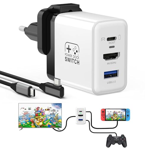 Switch TV Dock,Switch Charger für Nintendo Switch/Switch OLED, PD 30W 4K 60Hz HDMI USB 3.0 Portable TV Adapter Dock Charger für Switch/Laptop/Phone von GKEAPZA