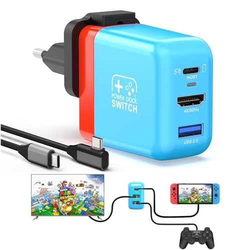 Switch TV Dock,Switch Charger für Nintendo Switch/Switch OLED, PD 30W 4K 60Hz HDMI USB 3.0 Portable TV Adapter Dock Charger für Switch/Laptop/Phone von GKEAPZA