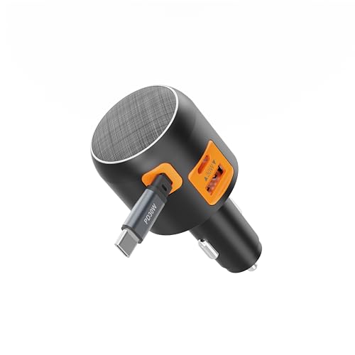 Zigarettenanzünder-Ladegerät USB C Retractable 60W PD QC 3.0 Autoladegerät Compact Quick Charge Kompatibel mit iPhone 16 Plus Pro Max 15 14 13 MacBook Pro Air iPad Galaxy S24 Ultra S23 von GKEAPZA