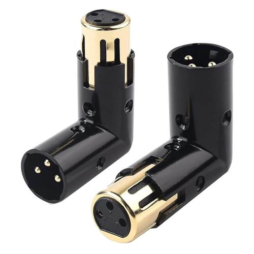 GKKICO 2PCS Audio-Adapterstecker, Verstellbarer Stecker auf Buchse, Rechtwinkliger XLR-Adapterstecker (XLR-90-Grad-Adapter) von GKKICO