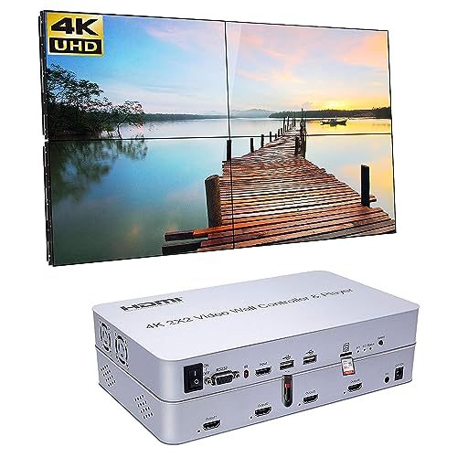 GKRONG 4K 2x2 Video Wall Controller mit Media Player Unterstützung SD-Karte U Disk Signalquelle Videoprozessor 8 Anzeigemodi - 2x2, 1x2, 1x3, 1x4, 2x1, 3x1, 4x1 von GKRONG