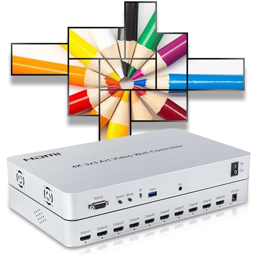 Videowand-Controller, anpassbar, 3 x 3, 1080p, HDMI 1.4, kompatibel mit HDCP1.4, 1 HDMI-Eingang und 9 Ausgängen, Win10 64-Bit, 1x2, 1x3, 1x4, 2x1, 2x2, 2x3, 2x4, 3x1, 3x2, 3x3 Videowand-Controller, anpassbar, 3 x 3, 1080p, HDMI 1.4, kompatibel mit HDCP1.4, 1 HDMI-Eingang und 9 Ausgängen, Win10 64-Bit, 1x2, 1x3, 1x4, 2x1, 2x2, 2x3, 2x4, 3x1, 3x2, 3x3 von GKRONG