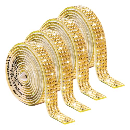4 PCs Strasssteine ​​Ribbon Klebstoff Strassstreifen Streifen Gold Strassestones Aufkleber Die Glitzernde Strasssteine ​​für Die Party Treten von GKYQVE