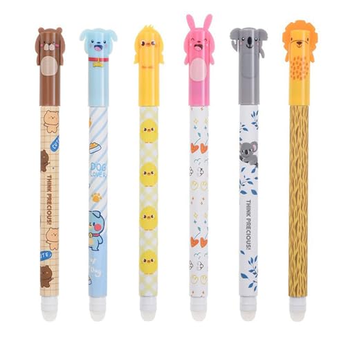 GKYQVE 6 PCs 0 5 Mm Neutraler Stift Cartoon Löschbarer Stift Schnell Trocknend Gel Stift Gel Tinten Stiftschule Für Studentenlehrer von GKYQVE
