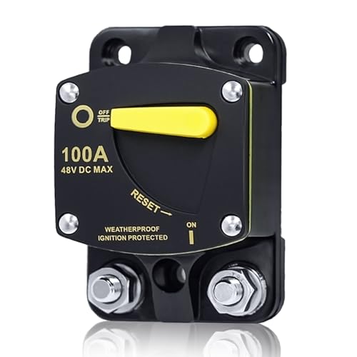 Auto Schutzschalter Leistungsschalter kfz Sicherungsautomat DC 12V - 48V Automatik Sicherungshalter 100A mit Manueller Reset Auto Sicherung für Motor, Auto, Boot von GKZB