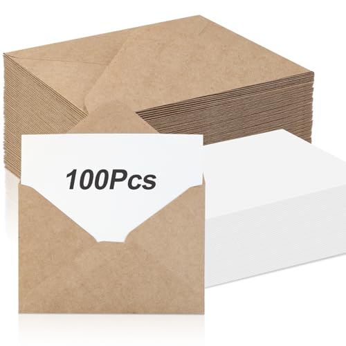 Kraftpapier Umschläge mit Karten 100 Stück Briefumschlag Briefumschläge Kuvert Briefhülle Umschlag Briefkuvert für Hochzeit Gruß-Karten Einladungen (120 g | 16 * 11 cm) von GKZB