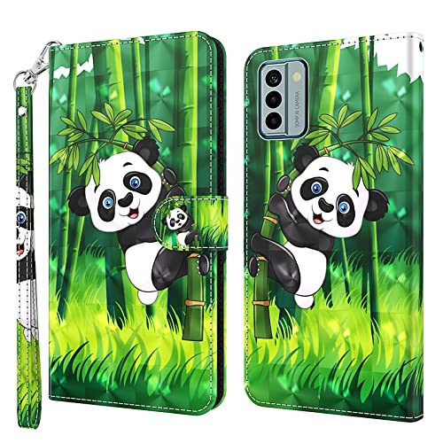 GLANDOTU Handyhülle für Nokia G22 Lederhülle [Standfunktion] [Magnet] Stoßfeste Premium Flip PU Leder Cover Case Klapphülle Nokia G22 Schutzhülle - Panda von GLANDOTU