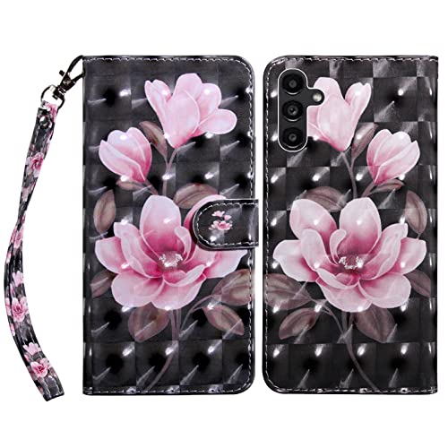 GLANDOTU Handyhülle für Samsung Galaxy A14 4G / 5G Lederhülle Klapphülle Premium Leder Brieftasche Schutzhülle [Kartenfach][Standfunktion] Handytasche Cover Case für Samsung A14 - Lotus von GLANDOTU