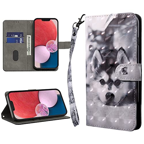GLANDOTU Handyhülle für Samsung Galaxy A16 4G/5G Lederhülle Klapphülle Premium Leder Brieftasche Schutzhülle [Kartenfach][Standfunktion] Handytasche Cover Case für Galaxy A16 - Husky von GLANDOTU
