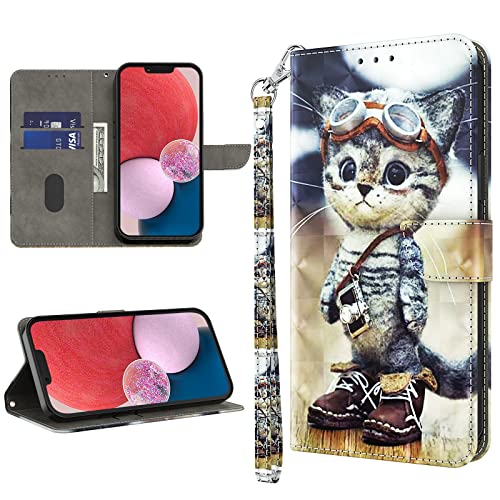 GLANDOTU Handyhülle für Samsung Galaxy A16 4G/5G Lederhülle Klapphülle Premium Leder Brieftasche Schutzhülle [Kartenfach][Standfunktion] Handytasche Cover Case für Galaxy A16 - Kluge Katze von GLANDOTU