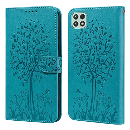 GLANDOTU Handyhülle für Samsung Galaxy A22 5G Hülle (Nicht für A22 4G), Klappbar [Standfunktion] [Magnet] Premium Flip PU Lederhülle Schutzhülle Samsung A22 Klapphülle 5G (Blau) von GLANDOTU