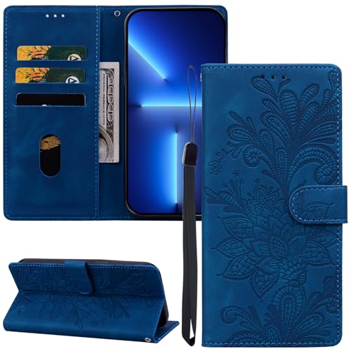 GLANDOTU Handyhülle für Samsung Galaxy A40 Hülle Premium Lederhülle Klappbar Klapphülle Stoßfeste Magnetische [Standfunktion, Kartenfächern] Schutzhülle für Samsung A40 Hülle - Blau von GLANDOTU