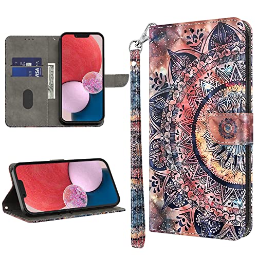 GLANDOTU Handyhülle für Xiaomi 13T / Xiaomi 13T Pro Lederhülle Klapphülle Premium Leder Brieftasche Schutzhülle [Kartenfach][Standfunktion] Handytasche Case für Xiaomi 13T Pro Hülle - Mandala von GLANDOTU