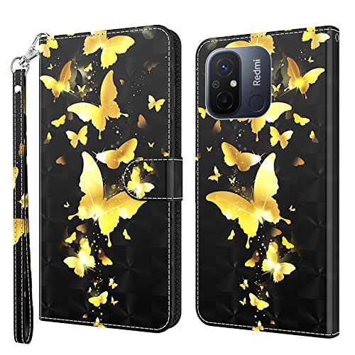 GLANDOTU Handyhülle für Xiaomi Redmi 12C / 12 C / 11A Lederhülle [Standfunktion] [Magnet] Stoßfeste Premium Flip PU Leder Cover Case Klapphülle Redmi 12C Schutzhülle - Kingdee von GLANDOTU