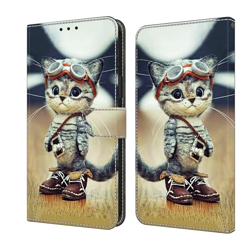 GLANDOTU Handyhülle für Xiaomi Redmi Note 14 Pro/Note 14 Pro Plus＋5G Hülle, PU Leder Flip Wallet Case mit Kartensteckplätzen und Standfunktion Kompatibel mit Redmi Note 14 Pro+ Hülle - Kluge Katze von GLANDOTU