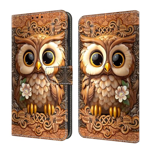 GLANDOTU Handyhülle für Xiaomi Redmi Note 14 Pro/Note 14 Pro Plus＋5G Hülle PU Leder Klapphülle Magnet Stoßfeste Kartenfach Klappbar Schutzhülle Kompatibel mit Redmi Note 14 Pro Plus,Eulen von GLANDOTU