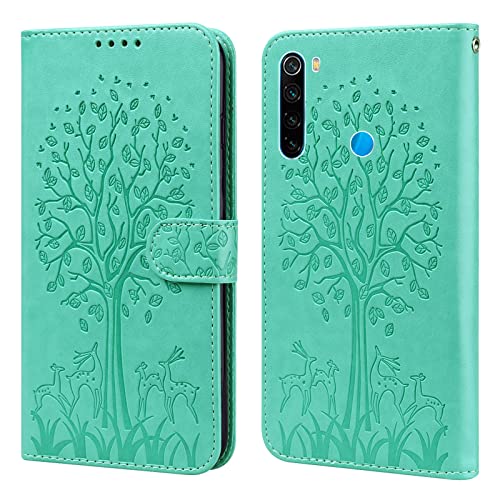 GLANDOTU Handyhülle für Xiaomi Redmi Note 8 (2021/2019) Hülle Klappbar Lederhülle [Weicher TPU] [Magnet] Ständer Flip Schutzhülle Cover Case Redmi Note 8 2021 Hülle (Grün) von GLANDOTU