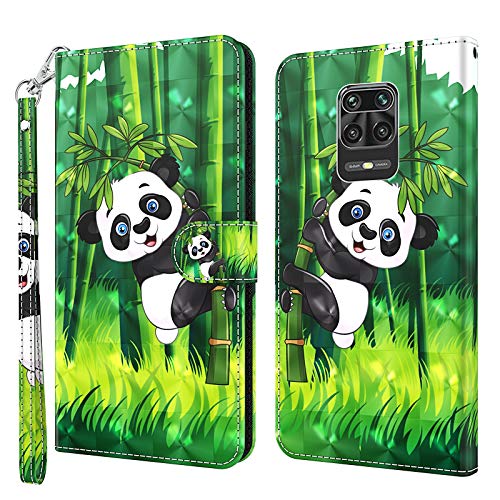 GLANDOTU Handyhülle für Xiaomi Redmi Note 9 Pro/Redmi Note 9S Lederhülle [Standfunktion] [Magnetverschluss] Stoßfest Flip Cover Case Klapphülle Redmi Note 9 Pro Schutzhülle - Panda von GLANDOTU