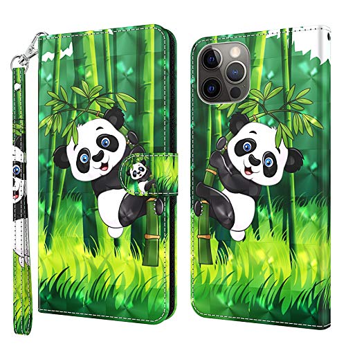 GLANDOTU Handyhülle für iPhone 13 Pro Hülle Lederhülle, [Standfunktion] [Magnet] Stoßfeste Premium Flip PU Leder Cover Case Klapphülle iPhone 13 Pro (6,1 Zoll) Schutzhülle (Panda) von GLANDOTU