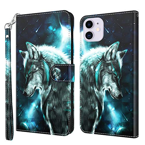 GLANDOTU Handyhülle für iPhone 14 Plus Hülle 6.7 Zoll iPhone 14 Plus 2022, [Magnet] Stoßfeste Premium Flip PU Leder Cover Case Klapphülle iPhone 14 Plus Schutzhülle (Wolf) von GLANDOTU