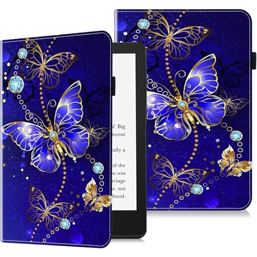 GLANDOTU Hülle für 7" Kindle Paperwhite (12th Generation-2024) und Kindle Colorsoft Signature Edition (1.Gen),Flip PU Leder Tasche mit Griffel für Kindle Paperwhite 2024 -Diamant Schmetterling von GLANDOTU