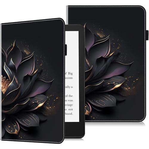 GLANDOTU Hülle für 7" Kindle Paperwhite (12th Generation-2024) und Kindle Colorsoft Signature Edition (1.Gen),Flip PU Leder Tasche mit Griffel für Kindle Paperwhite 2024 - Lila Lotus von GLANDOTU