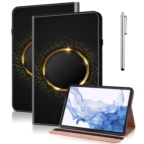 GLANDOTU Hülle für Amazon Fire Max 11 Tablet (13. Generation, 2023) 11" Schutzhülle, Flip PU Leder mit Stifthalter und Stand Wallet Cover Case für Kindle Fire 11 - Goldkreis von GLANDOTU