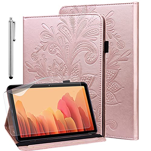 GLANDOTU Hülle für Apple iPad Mini 1/2/3/4/5 mit Schutzfolie und Stylus Stift - (Auto Schlaf/Wach) Ultra Dünn Stifthalter Standfunktion Flip Cover PU Leder Tablet Case（Roségold） von GLANDOTU