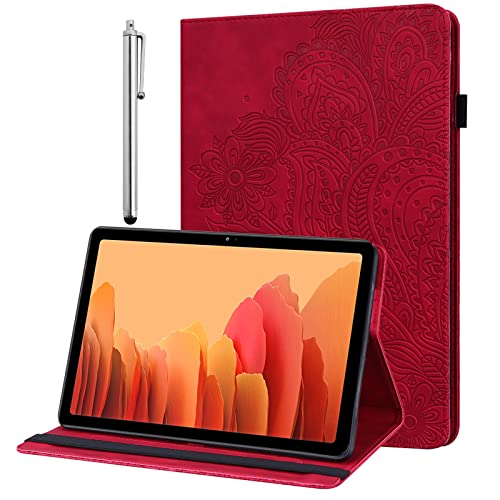 GLANDOTU Hülle für Fire HD 10 2021/Fire HD 10 Plus 2021(Tablet 11. Generation) mit Stylus Stift - Ultra Dünn (Auto Schlaf/Wach) mit Standfunktion Flip Cover PU Leder Schutzhülle (Rot) von GLANDOTU