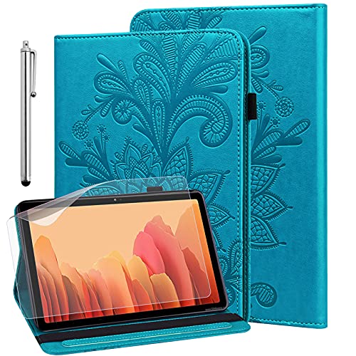 GLANDOTU Hülle für Huawei Mediapad M5 lite 10 mit Schutzfolie und Stylus Stift - Ultra Dünn Stifthalter Standfunktion Flip Cover PU Leder Tablet Case（Blau） von GLANDOTU