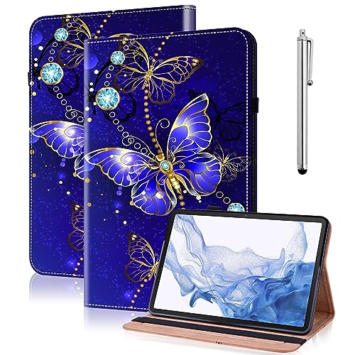 GLANDOTU Hülle für Huawei Mediapad T3 10 9,6 Zoll Hülle mit Stifthalter Flip Leder Schutzhülle für Huawei Mediapad T3 Hülle -Diamant Schmetterling von GLANDOTU