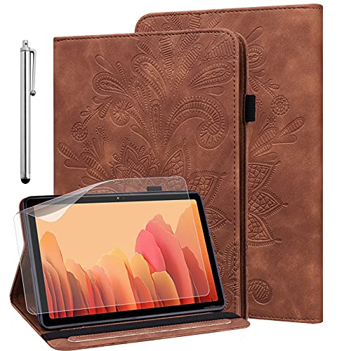 GLANDOTU Hülle für Huawei Mediapad t5 10 mit Schutzfolie und Stylus Stift - Ultra Dünn Stifthalter Flip Cover PU Leder Huawei Mediapad t5 Tablet Case（Braun） von GLANDOTU