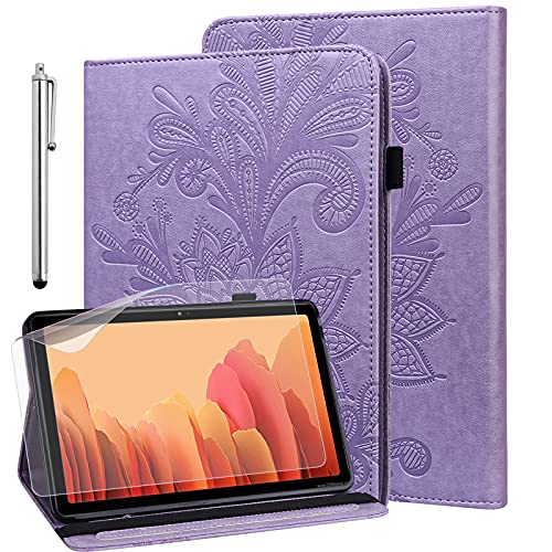 GLANDOTU Hülle für Huawei Mediapad t5 10 mit Schutzfolie und Stylus Stift - Ultra Dünn Stifthalter Flip Cover PU Leder Huawei Mediapad t5 Tablet Case（Lila） von GLANDOTU