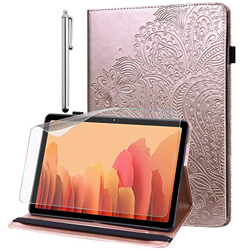 GLANDOTU Hülle für Lenovo Tab M10 HD (2nd Gen) TB-X306F/TB-X306X(10,1 Zoll) Tablet mit Schutzfolie und Stylus Stift - Ultra Dünn Standfunktion Flip Cover PU Leder Hülle (Roségold) von GLANDOTU