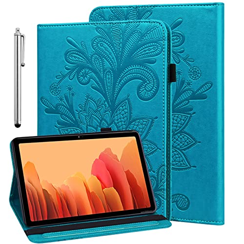 GLANDOTU Hülle für Samsung Galaxy Tab S8/S7 (11 Zoll 2022/2020) - Ultra-dünne Lederhülle mit Stylus-Halterung, Standfunktion & 360° Schutz Inkl Kartenfächern（Blau） von GLANDOTU