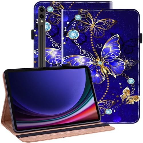 GLANDOTU Hülle für Samsung Galaxy Tab S9 Ultra 14.6 Zoll SM-X916B/X910N Flip Leder Schutzhülle Tab S9 Ultra Stifthalter Stand Wallet Cover Case für Samsung Tab S9 Ultra Hülle -Diamant Schmetterling von GLANDOTU