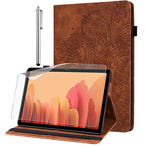 GLANDOTU Hülle für Samsung Galaxy Tab a7 lite 8.7 Zoll 2021 (T220/T225) mit Schutzfolie und Stylus Stift - Ultra Dünn mit Standfunktion Flip Cover PU Leder Hülle (braun) von GLANDOTU