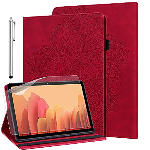 GLANDOTU Hülle für iPad 10.2 Zoll iPad 9. / 8. / 7. Generation (2021/2020/2019) mit Schutzfolie und Stylus Stift - (Auto Schlaf/Wach) Ultra Dünn Flip PU Leder Cover Case（Rot） von GLANDOTU