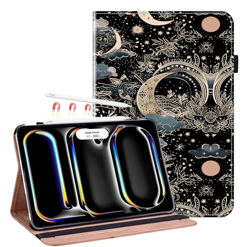 GLANDOTU Hülle für iPad Pro 11 Zoll M4 2024 (5. Generation) Schutzhülle Flip PU Leder mit Stifthalter und Stand Wallet Cover Case für iPad Pro 11 Zoll 2024 Hülle - Mond von GLANDOTU