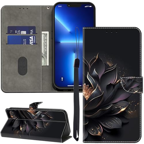 GLANDOTU Lederhülle für Huawei Mate 20 Lite Hülle, Kartensteckplätzen Muster Flip Motive Wallet Handyhülle Tasche Case Schutzhülle Kompatibel mit Huawei Mate 20 Lite Hülle - Violetter Lotus von GLANDOTU