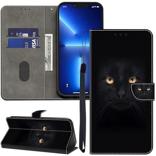 GLANDOTU Lederhülle für Samsung Galaxy A14 5G/4G Hülle, Kartensteckplätzen Muster Flip Motive Wallet Handyhülle Tasche Case Schutzhülle Kompatibel mit Samsung A14 5G Hülle - Schwarze Katze GLANDOTU Lederhülle für Samsung Galaxy A14 5G/4G Hülle, Kartensteckplätzen Muster Flip Motive Wallet Handyhülle Tasche Case Schutzhülle Kompatibel mit Samsung A14 5G Hülle - Schwarze Katze von GLANDOTU