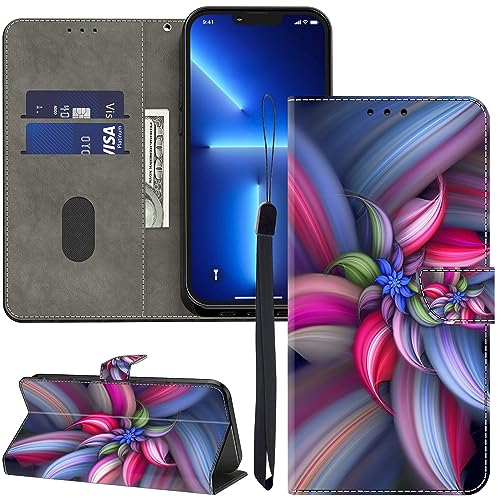 GLANDOTU Lederhülle für Samsung Galaxy S24 Plus Hülle, Kartensteckplätzen Muster Flip Motive Wallet Handyhülle Tasche Case Schutzhülle Kompatibel mit Samsung S24 Plus Hülle - Auffällige Blume von GLANDOTU