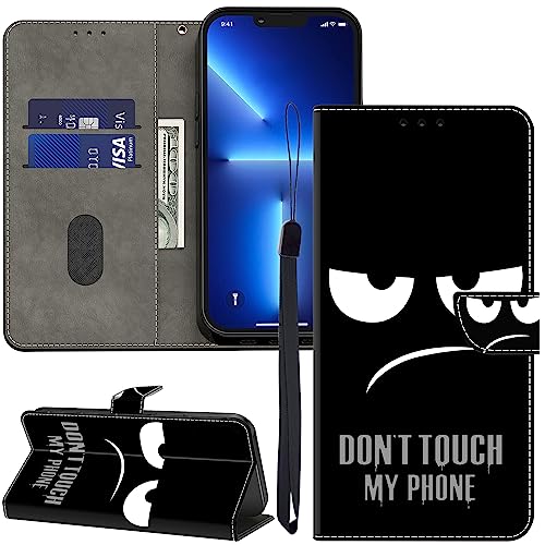 GLANDOTU Lederhülle für Xiaomi 12T / Xiaomi 12T Pro Hülle, Kartensteckplätzen Muster Flip Motive Wallet Handyhülle Tasche Case Schutzhülle Kompatibel mit Xiaomi 12T Pro Hülle - Nicht anfassen von GLANDOTU
