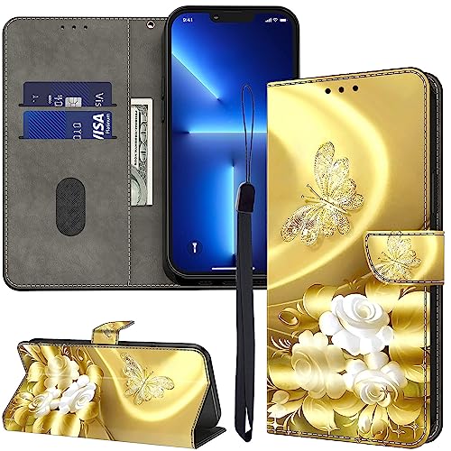 GLANDOTU Lederhülle für Xiaomi Redmi Note 12 5G Hülle, Kartensteckplätzen Muster Flip Motive Wallet Handyhülle Tasche Case Schutzhülle Kompatibel mit Redmi Note 12 5G Hülle - Schmetterling von GLANDOTU