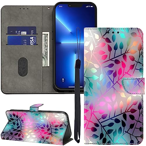 GLANDOTU Lederhülle für Xiaomi Redmi Note 8 Pro Hülle, Kartensteckplätzen Muster Flip Motive Wallet Handyhülle Tasche Case Schutzhülle Kompatibel mit Redmi Note 8 Pro Hülle - Ahornblatt von GLANDOTU