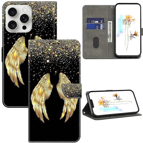 GLANDOTU Lederhülle für iPhone 16 Pro Hülle, Kartensteckplätzen Muster Flip Wallet Handyhülle Kompatibel mit iPhone 16 Pro Hülle, Goldene Flügel GLANDOTU Lederhülle für iPhone 16 Pro Hülle, Kartensteckplätzen Muster Flip Wallet Handyhülle Kompatibel mit iPhone 16 Pro Hülle, Goldene Flügel von GLANDOTU