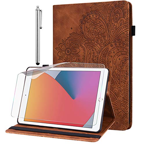 GLANDOTU Tablet-Hülle für Apple iPad Mini 1/2/3/4/5 mit Schutzfolie - Ultra Dünn (Auto Schlaf/Wach) Flip Cover PU Leder Hülle mit Stylus Stift (Brown) von GLANDOTU